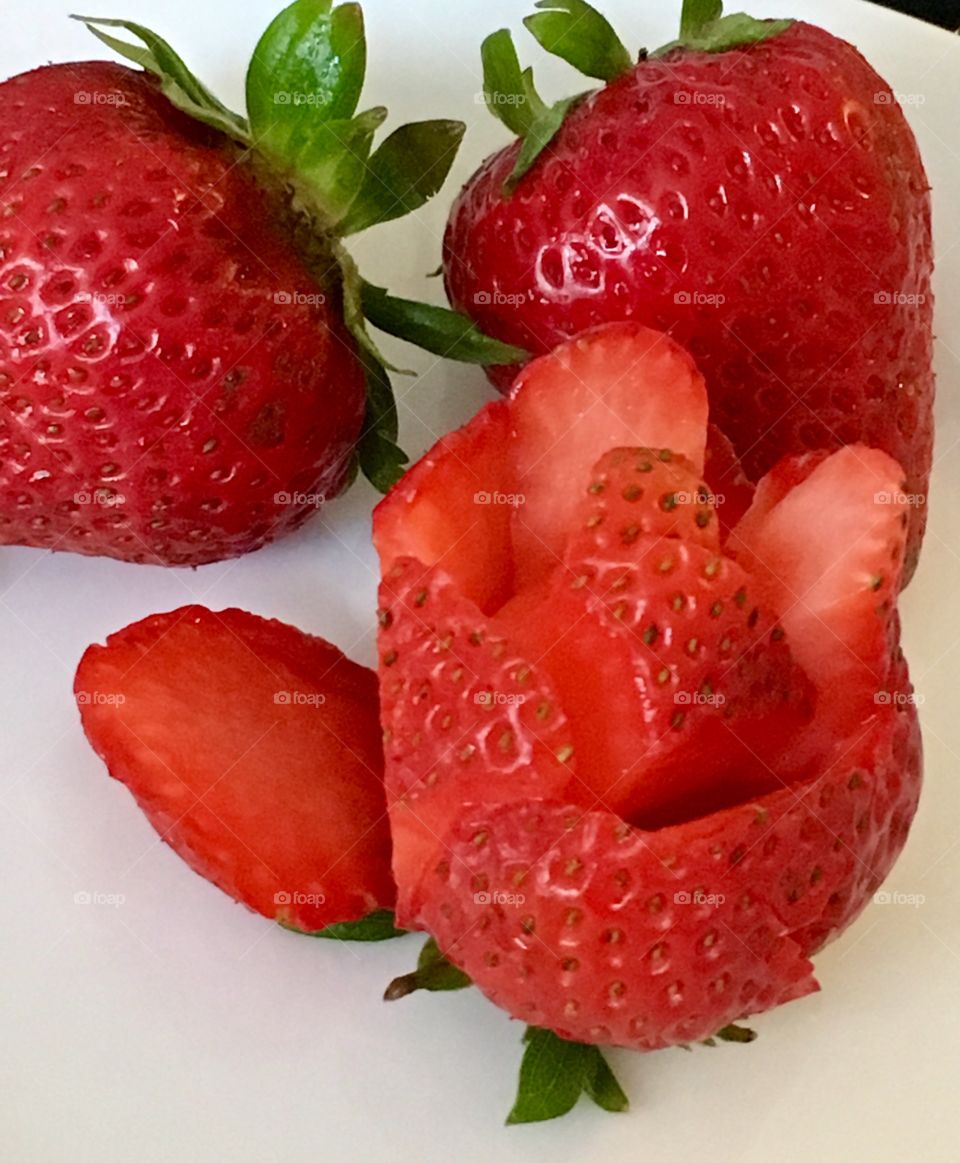 Elevated view of strawberries