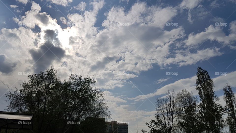 spring sky with clouds