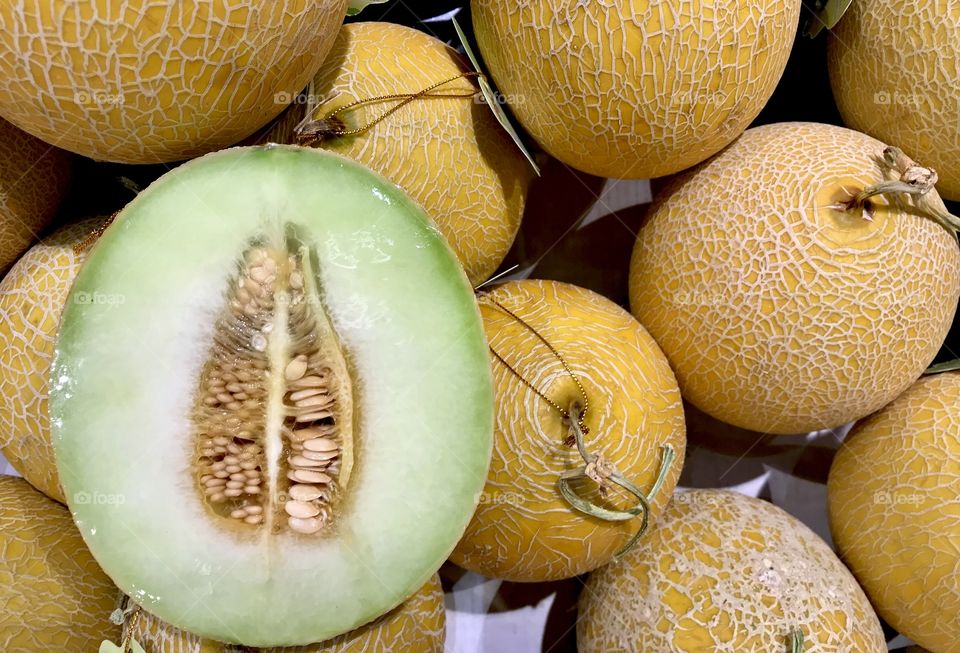 Japanese melons in supermarket 