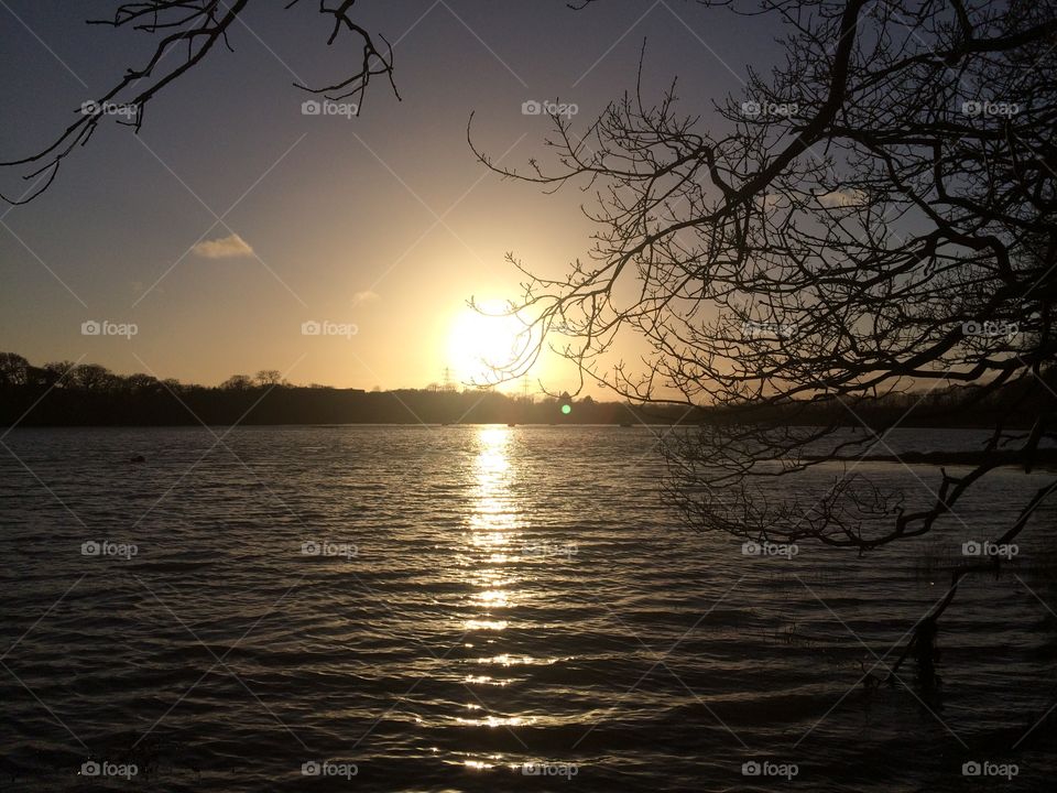 Sun setting over the creek 