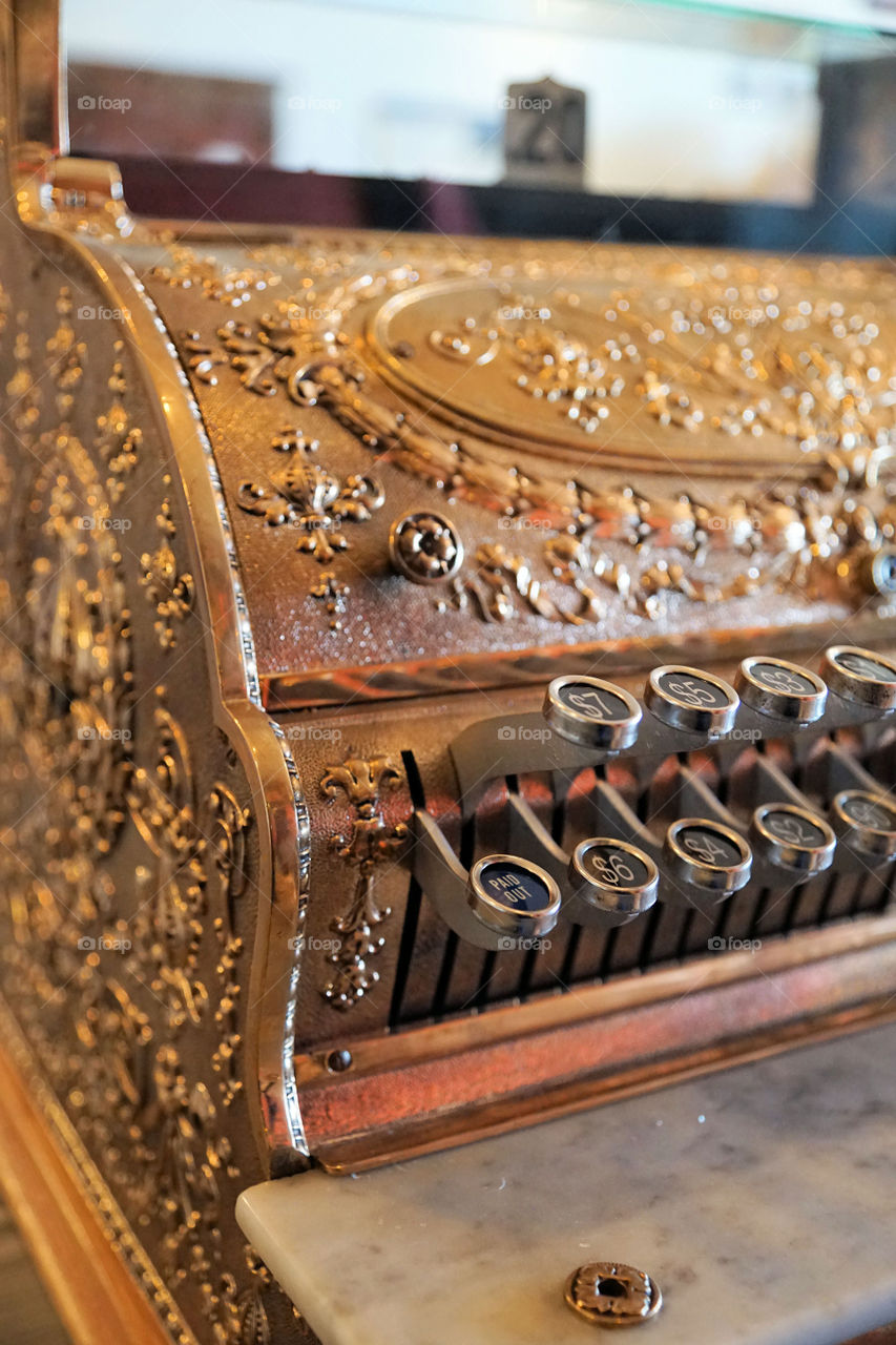 Close-up of Vintage cash register