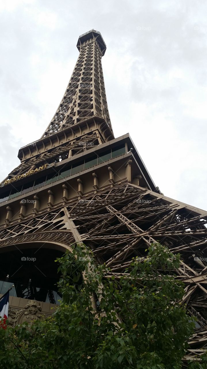 Eiffel Tower Las Vegas street view sky looking up