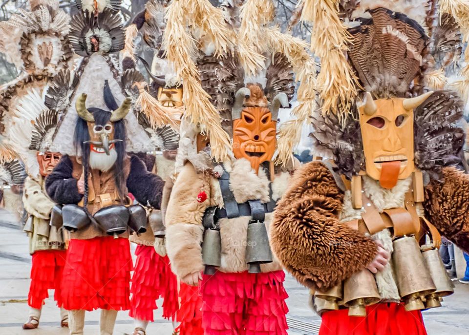 Crowd Kukeri Festival in Bulgaria