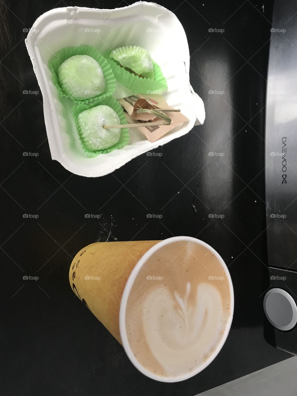 Mochi and latte coffee  