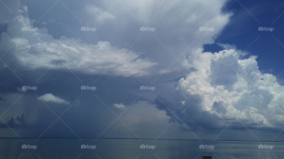 thunderheads in Tampa bay from the Skyway bridge