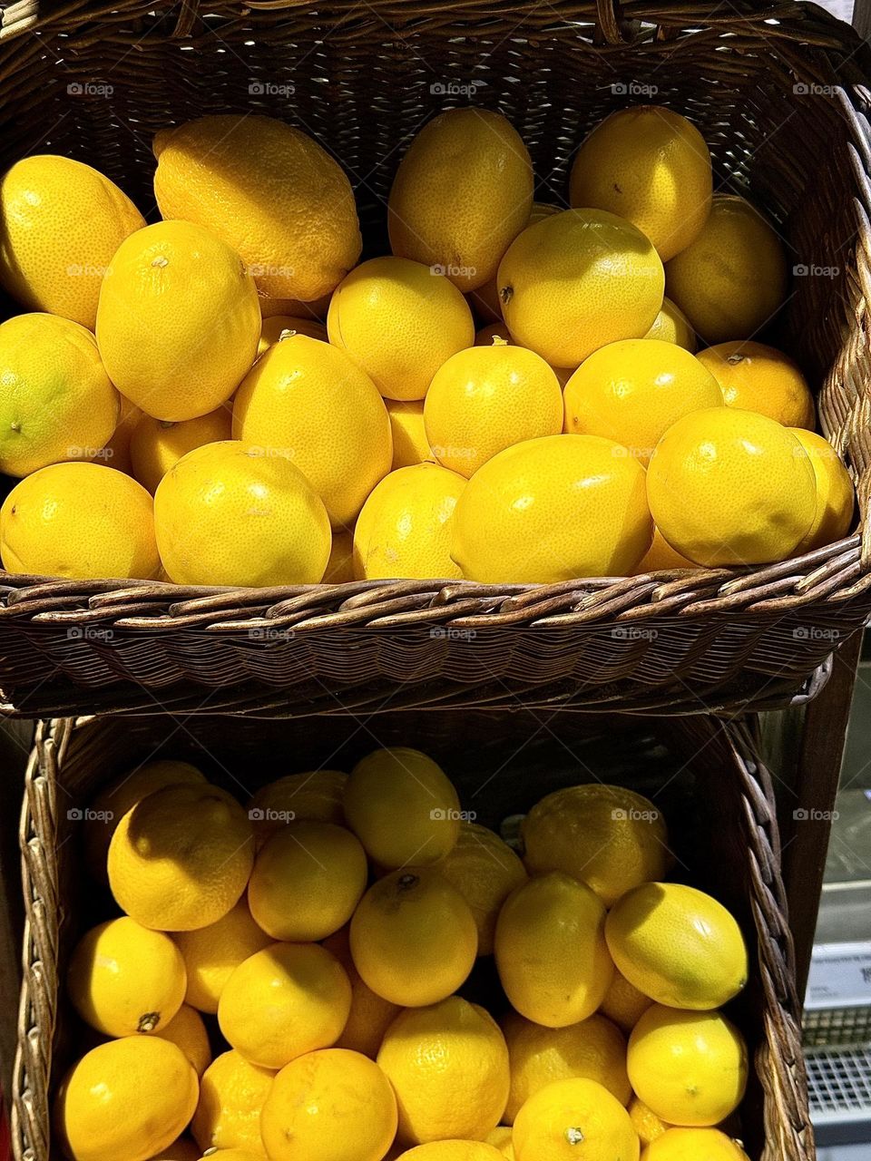 Lemons in the basket, market