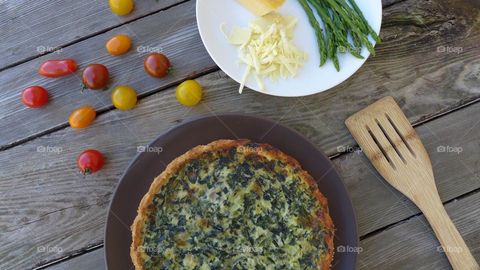 Preparation of food on table