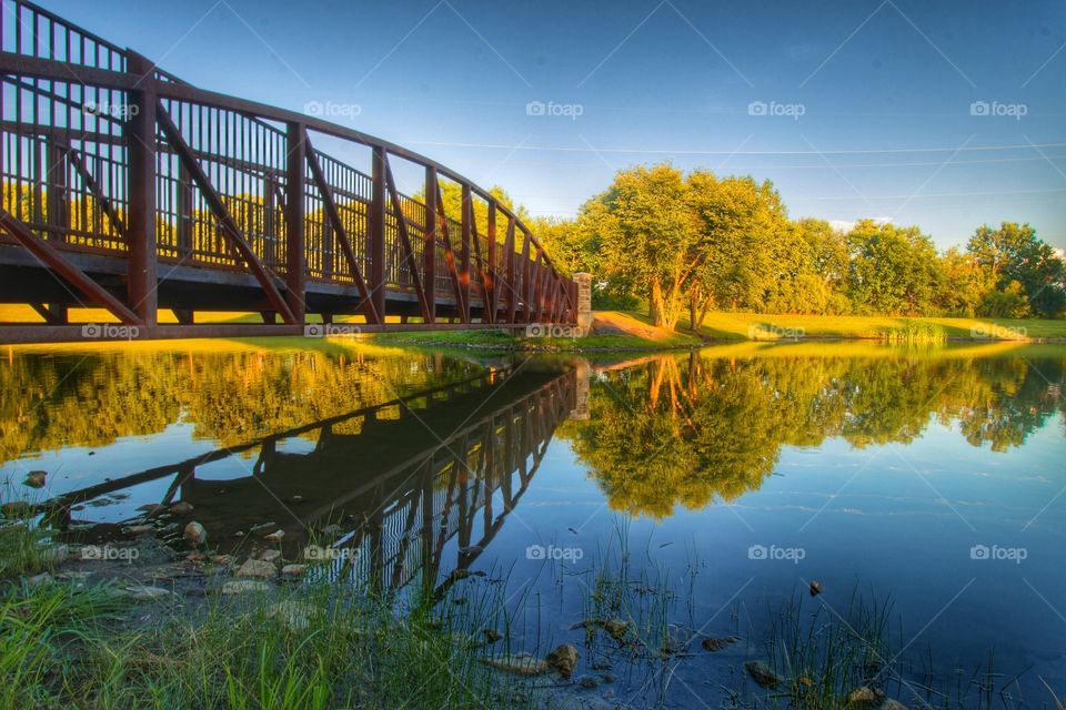 Bridge over calm lake