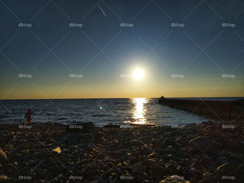 начало захода солнца