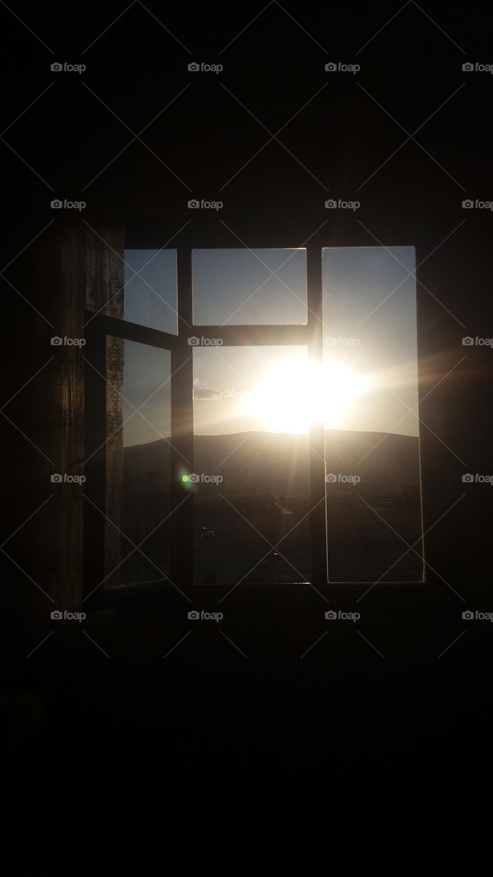 sunset in the window