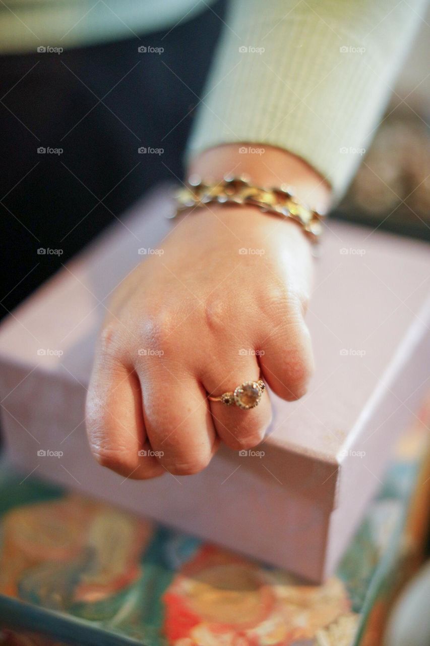 Opal gold ring and bracelet