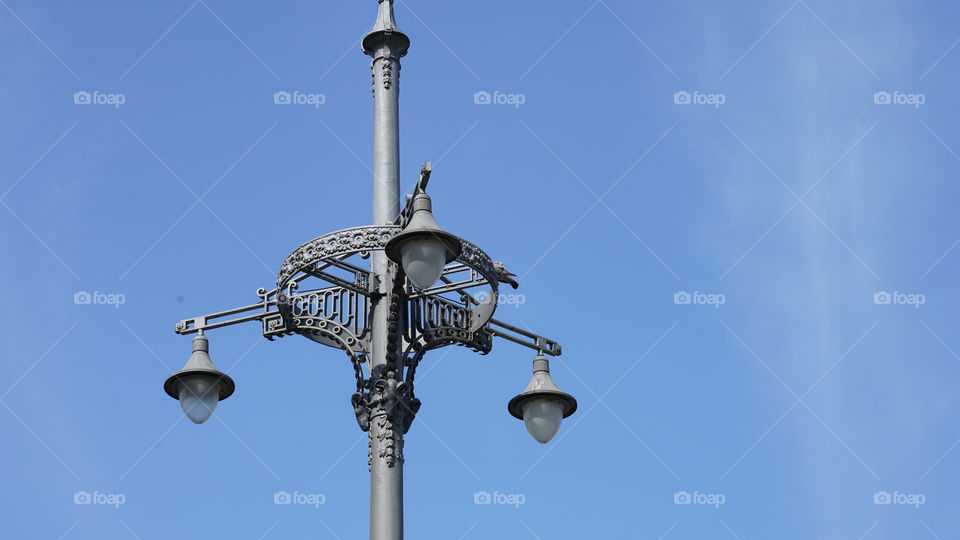 Retro lamppost in Antwerp, Belgium.