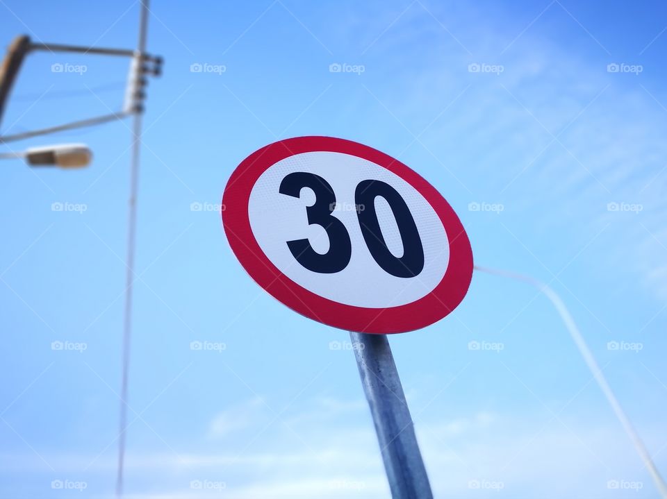 Maximum speed limit sign. Road sign. Traffic sign.