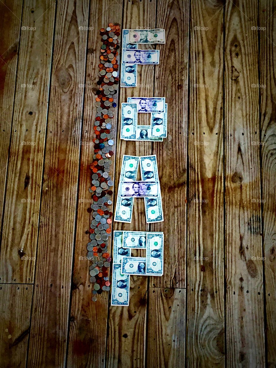 dollar bills coins wood deck foap by sunnysmiles 