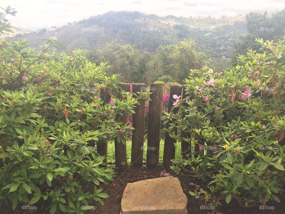 Beautiful view of the mountains with a fence