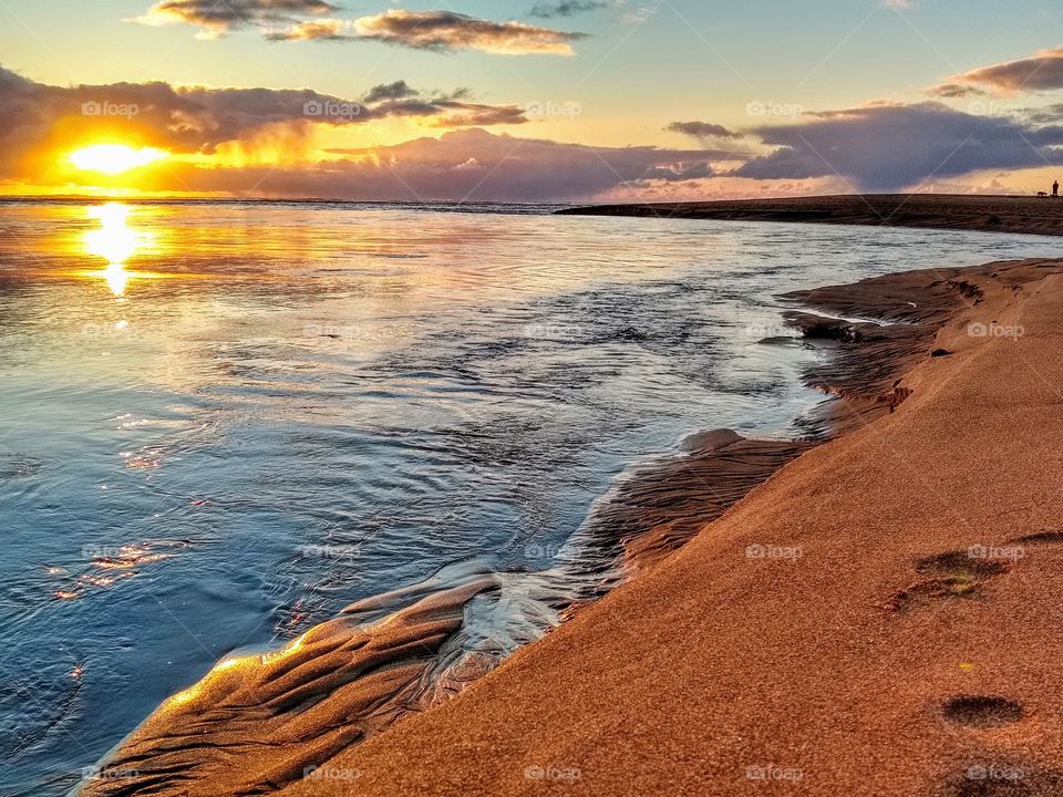 Breath Taking Sunset Oregon Coast "Footsteps In The Sand"