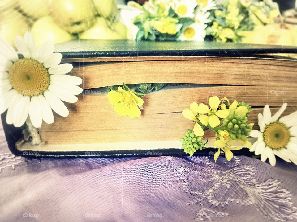 book and flowers