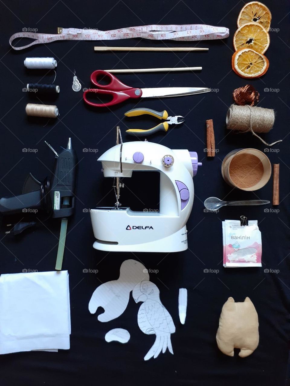 Tools and materials for sewing toys