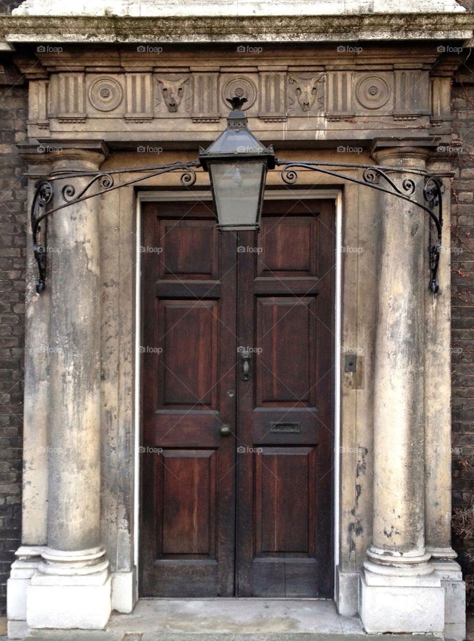 old door wood pillars glass light london by angeljack