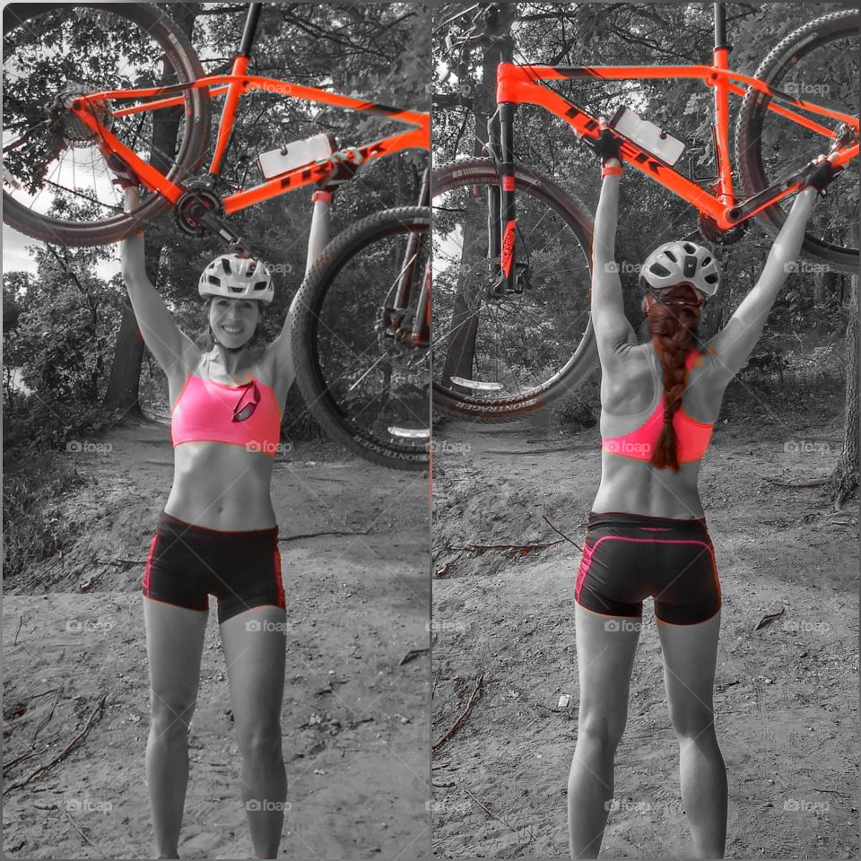 color pop strong woman cyclist