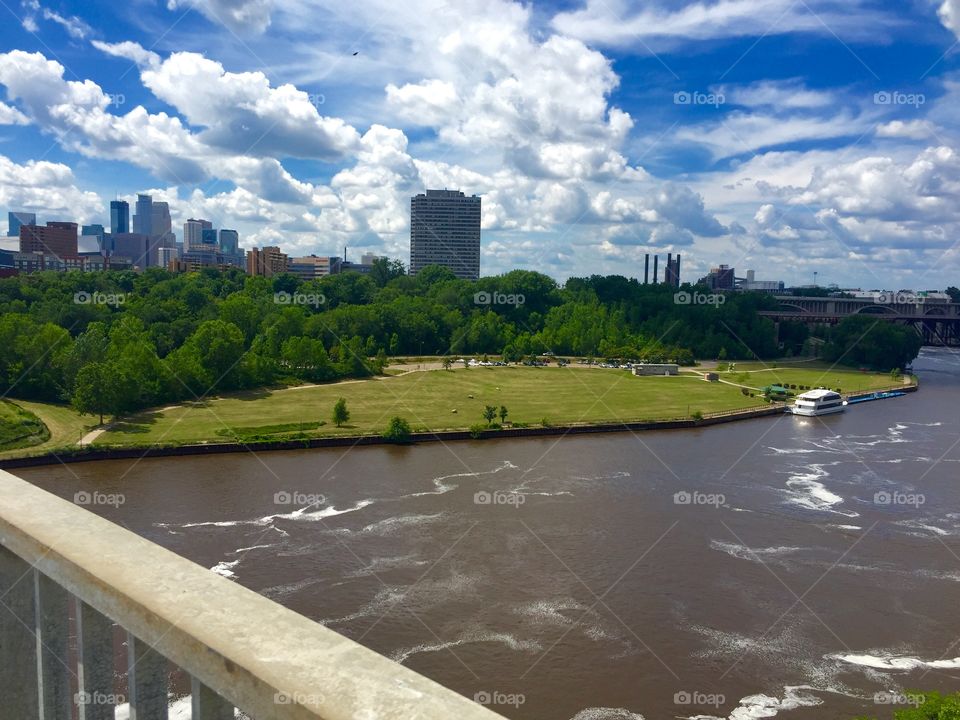 River, Water, Tree, City, Landscape