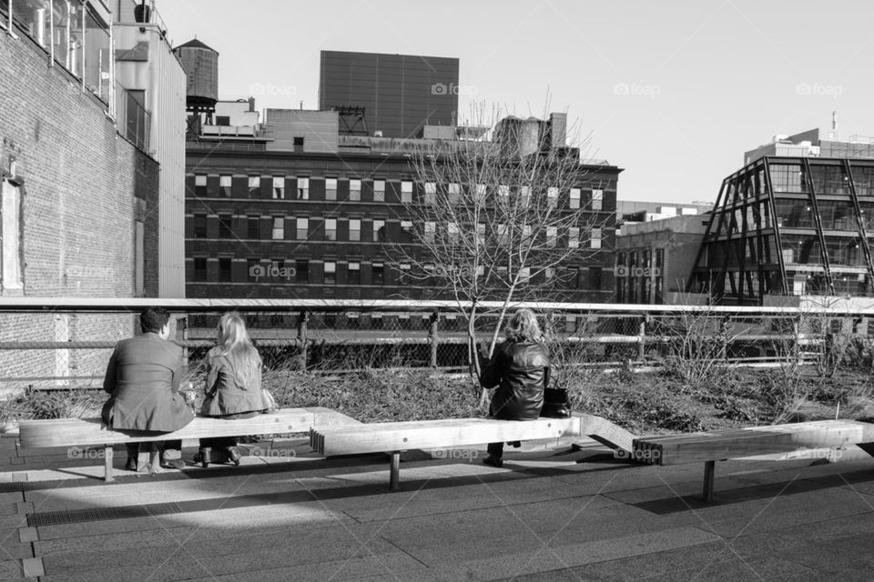 people resting on benches
