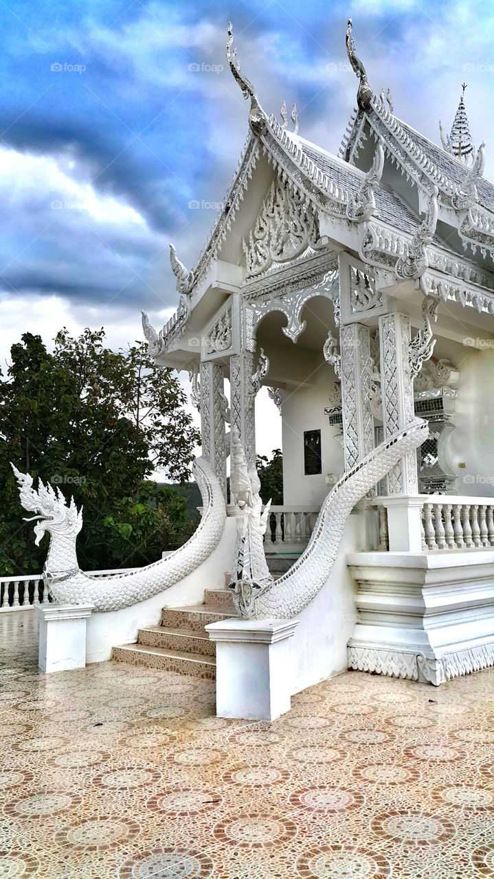 white temple at chaingmai north of Thailand