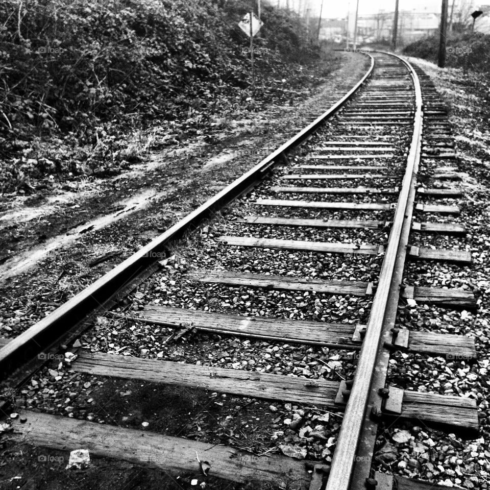 Rail tracks black and white