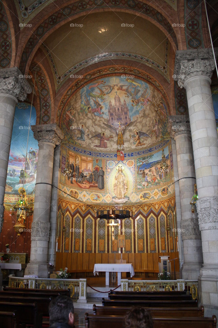 Inside view of Sagrat Cor, a Catholic church on Mount Tibadabo overlooking Barcelona, Spain