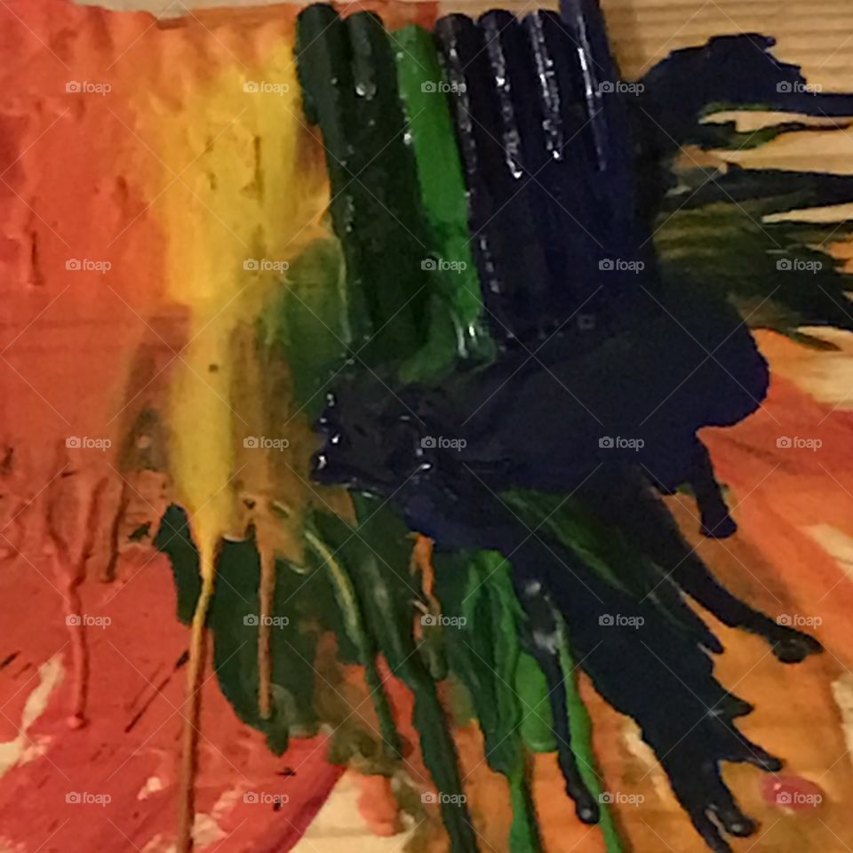 Melting crayons paint abstract art