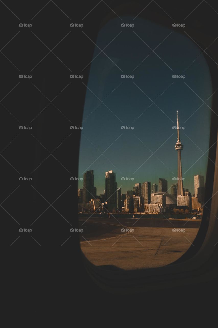 Toronto skyline from airport beautiful