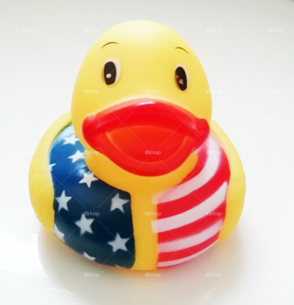 Rubber duck. Bathroom. USA. duck, yellow, toy, rubber, plastic, duckling, cute, bird, isolated, bath, ducky, play, symbol, beak, animal, child, white, background, water, object, fun, clean, float, bathroom, vector, shower, childhood, baby, hygiene,