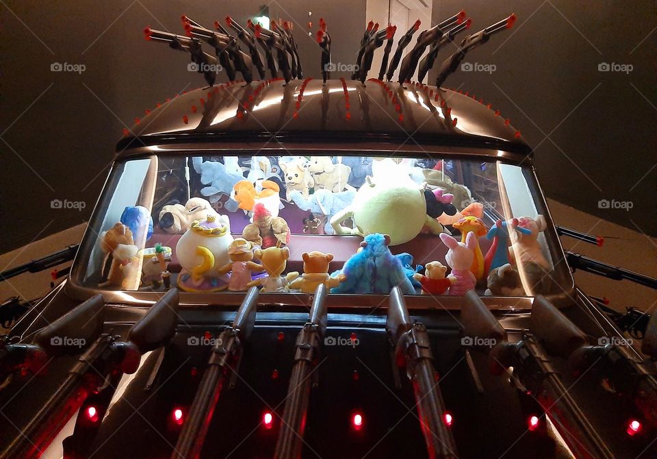 Stuffed Weaponized Art in a Car
