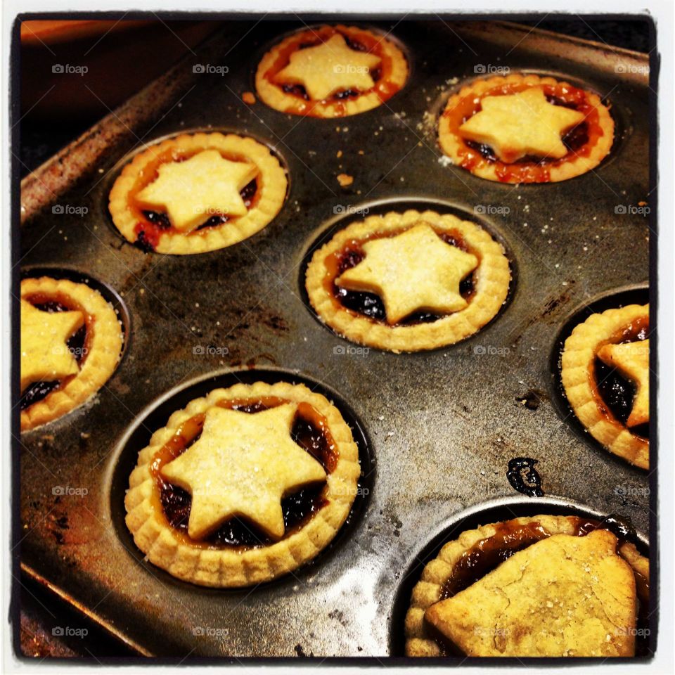 Homemade mince pies with pastry star topper