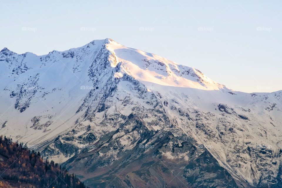 Twilight in the morning over beautiful mountain scape at Georgia countryside
