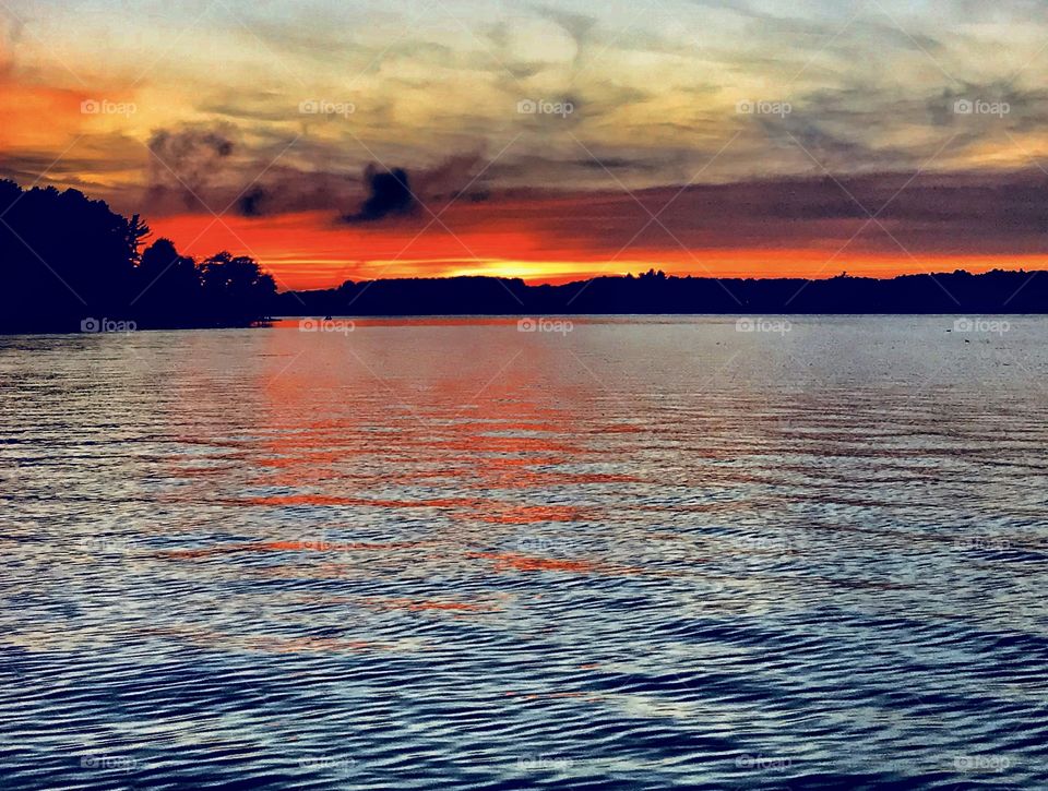 Sunset over Hamlin Lake—taken in Ludington, Michigan 