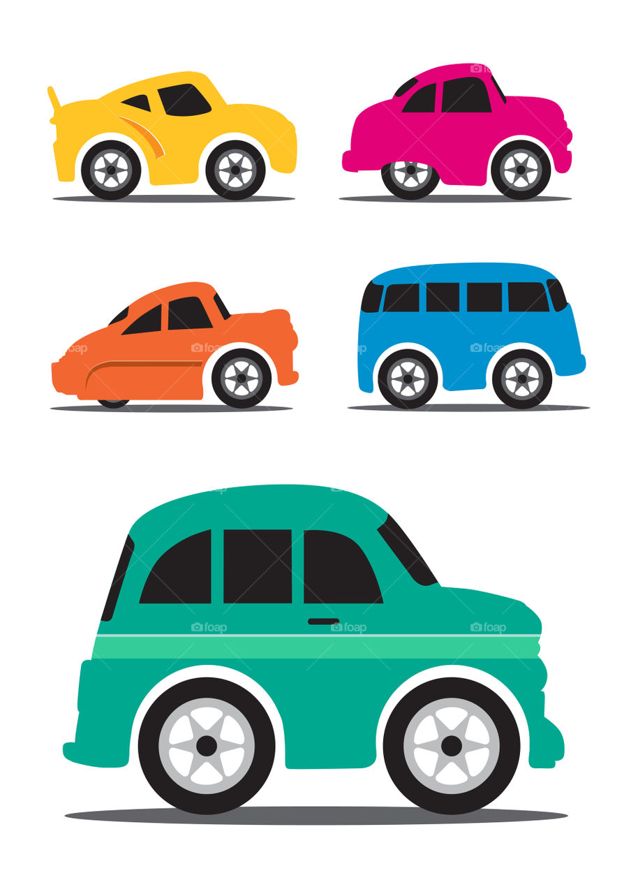 Five car cartoon designs