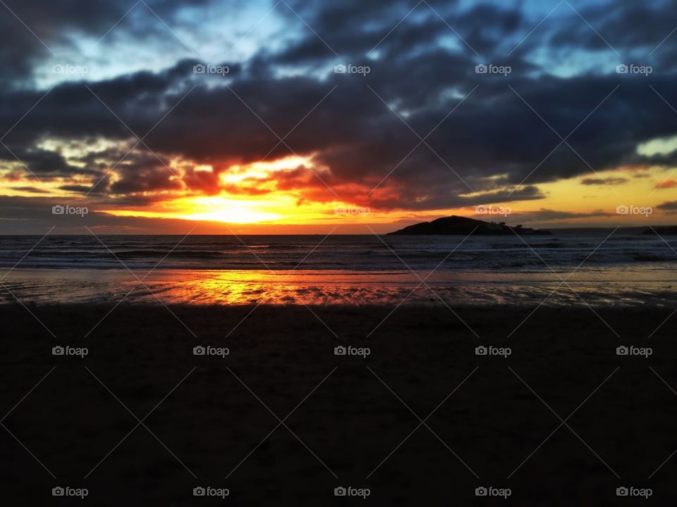 Sunset over Burgh Island. A moody sunset over the island 