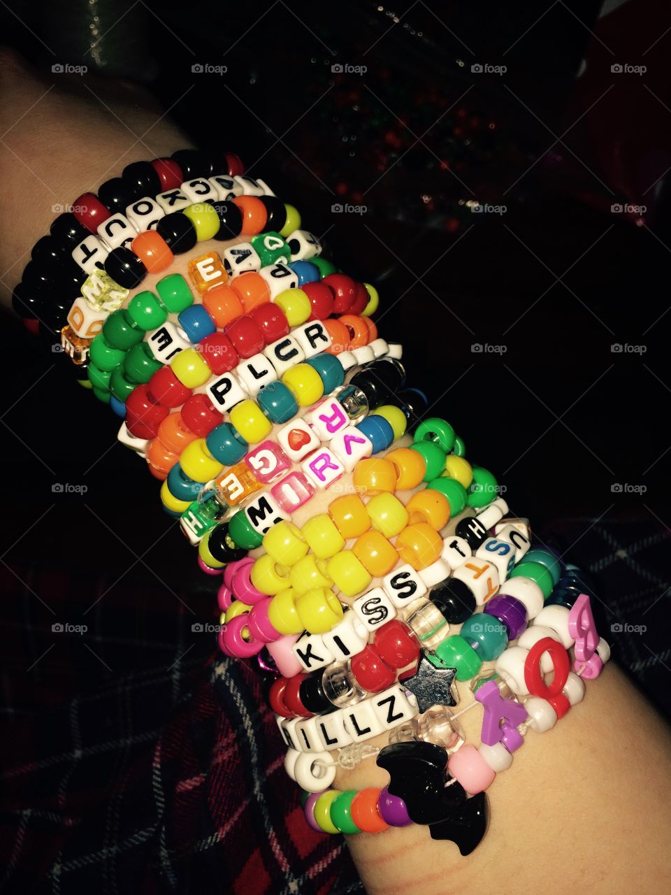 Kandi bracelets that I wore into Skyway!