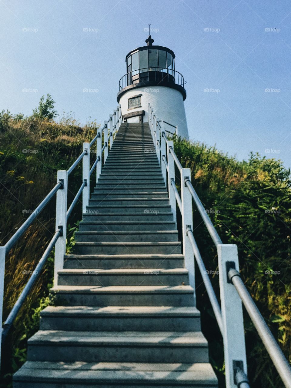 Staircase Up to a Gorgeous Lighthouse in Maine