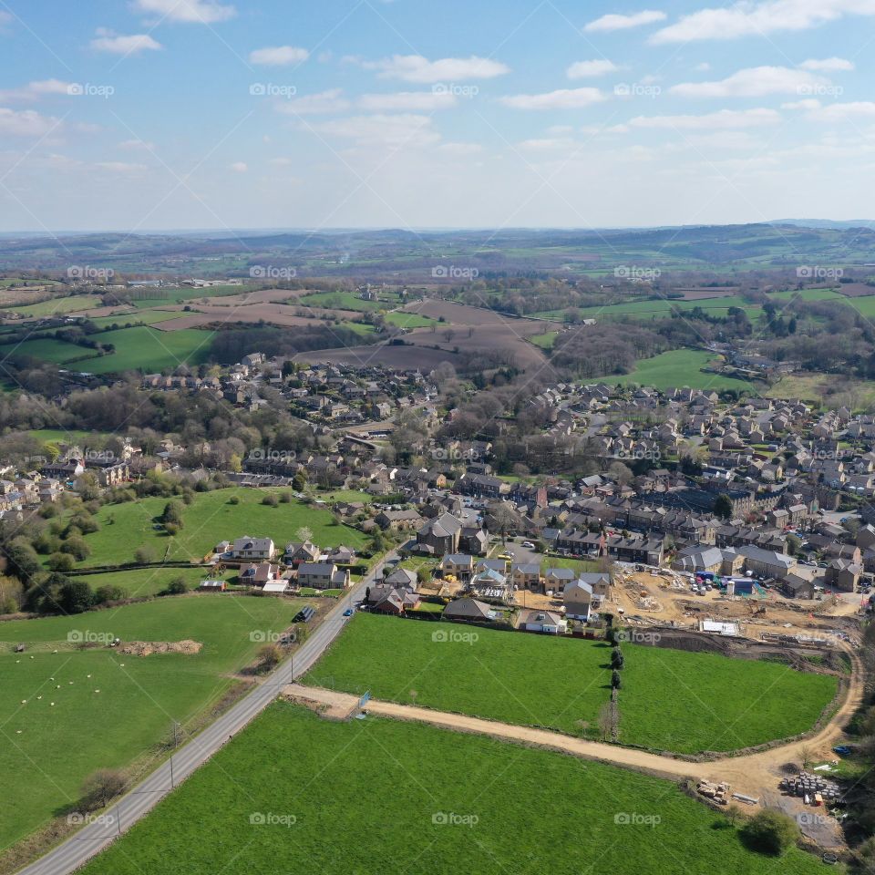 drone picture of denby dale
