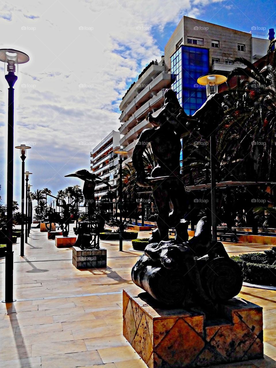 Salvador Dalí sculptures at Marbella promenade,  Costa del Sol, Spain . Salvador Dalí sculptures at Marbella promenade, Costa del Sol,  Spain 