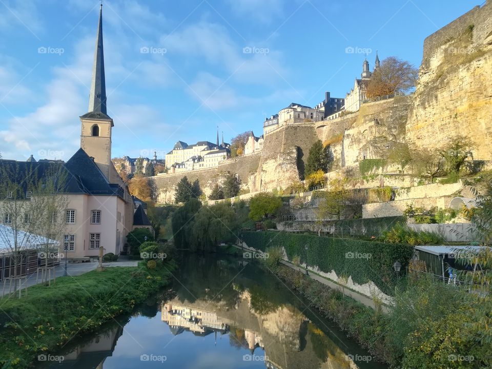 This photo was taken on a sunny day in Luxembourg. It is the most beautiful view in Luxembourg you could