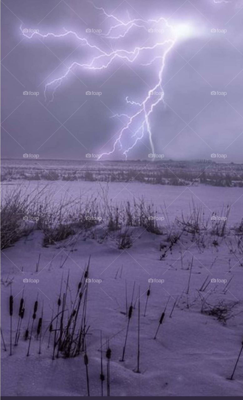 thunder storm in winter