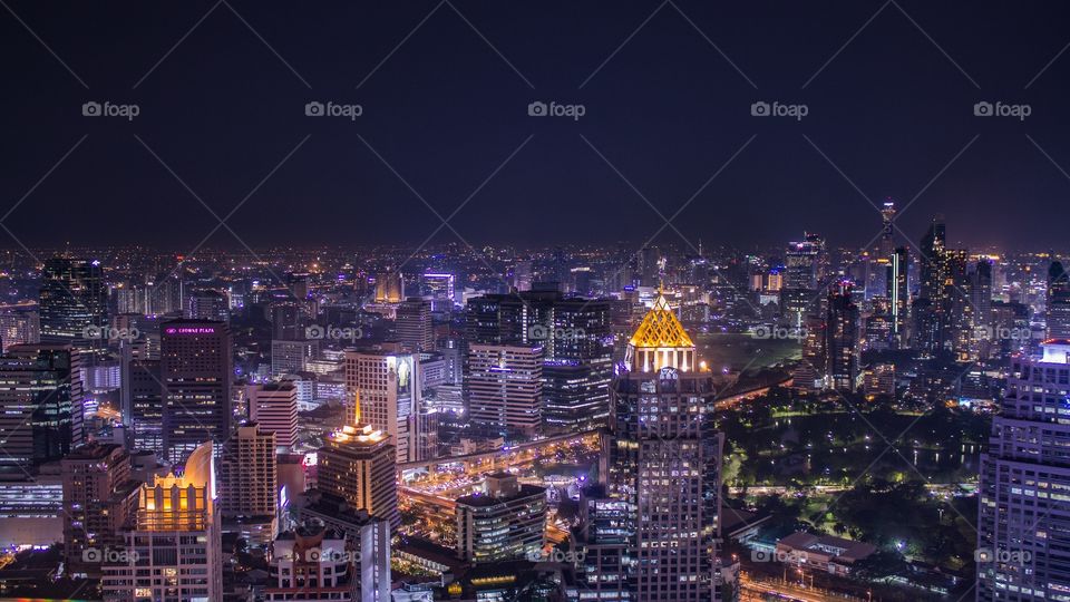 View on Bangkok from one of the highest rooftop of the city.