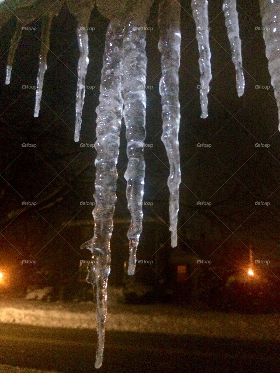 Icicles at night 