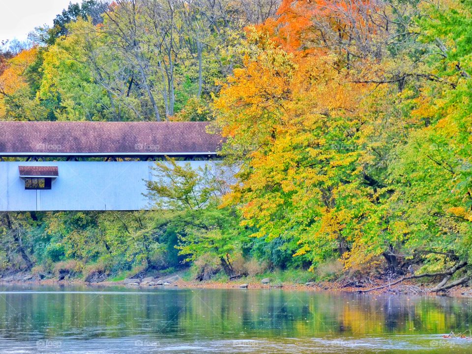 Fall at the covered bridge 
