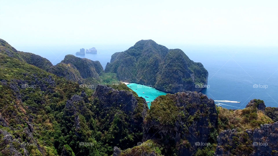 Stunning turquoise sea at Lipe Island in Thailand , aerial view