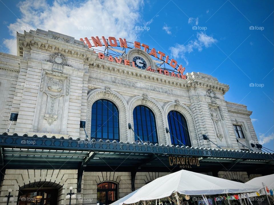 Outside view of Union Station in the city of Denver Colorado in the USA