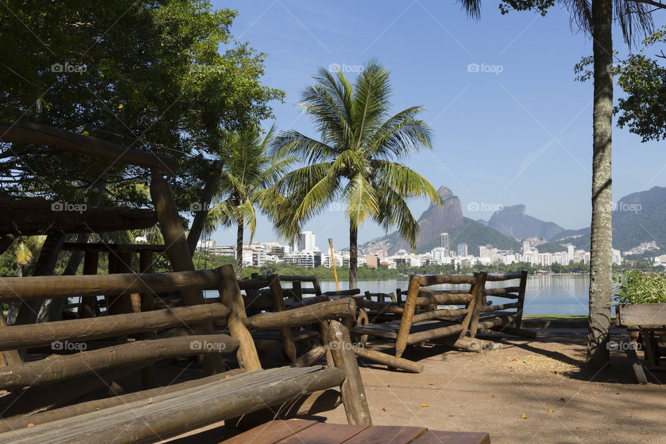 Rodrigo de Freitas Lagoon in Rio de Janeiro Brazil.